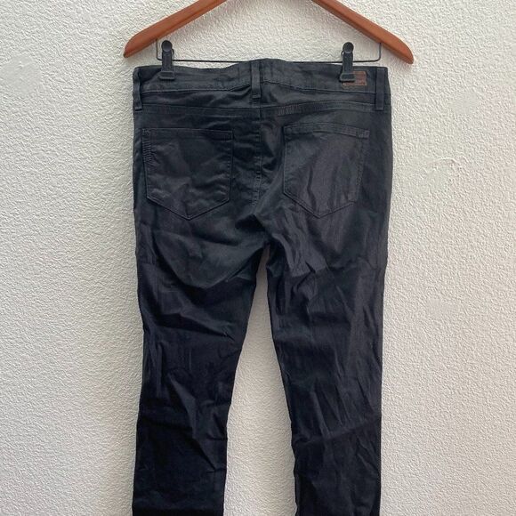 Paige Peg Skinny Jeans Black Coated Pandora PSKF448-283 29 x 29.5 Mid-Rise - Picture 3 of 7